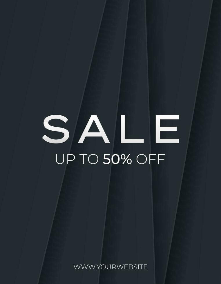 Simple sale banner or shopping poster with black stripes. Vertical template for web, social media. Special Offer, campaign or promotion, Black Friday sale, Beauty or seasonal sale, End of season. vector