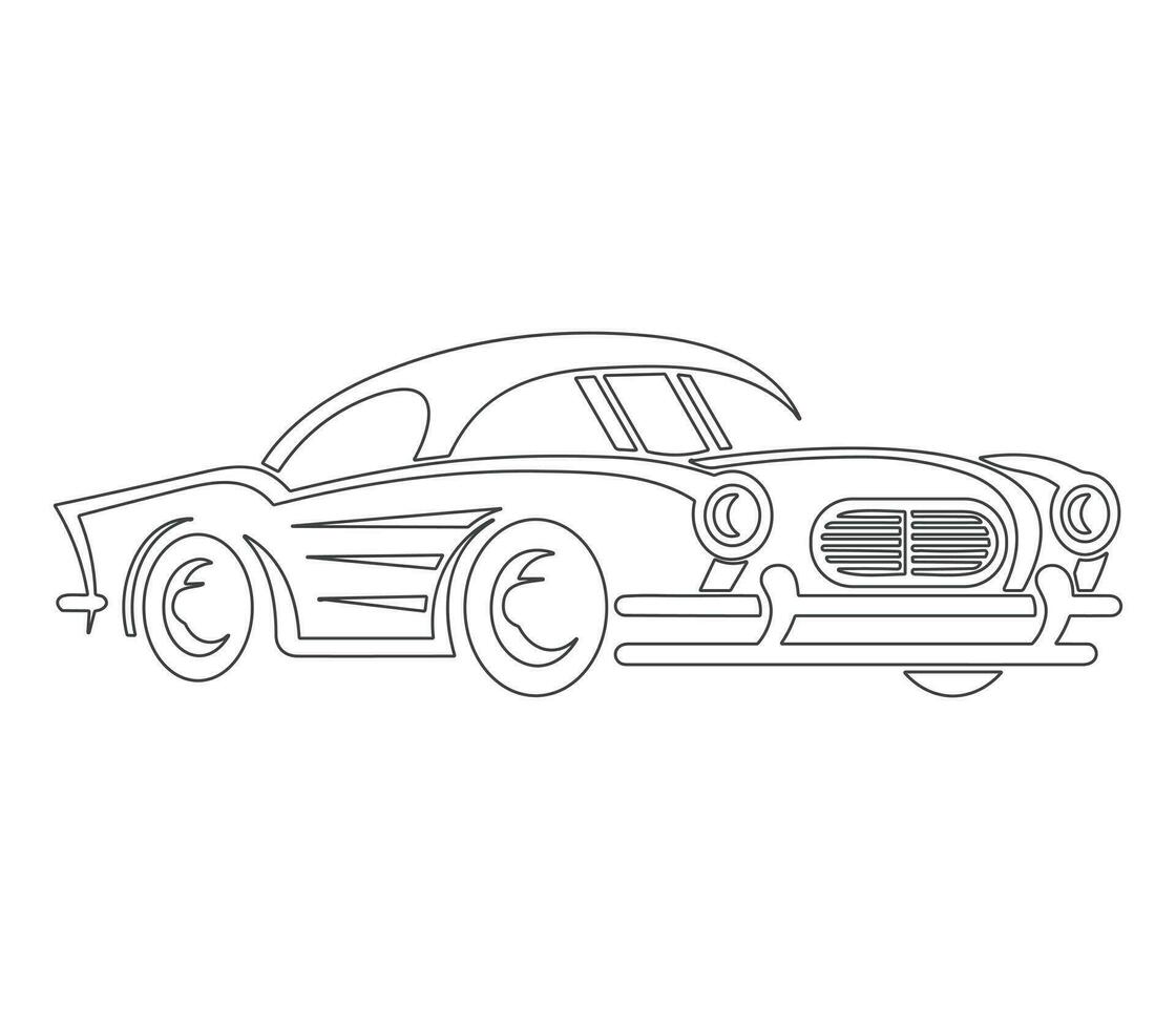 Modern car minimalistic line illustration. Car outline vector