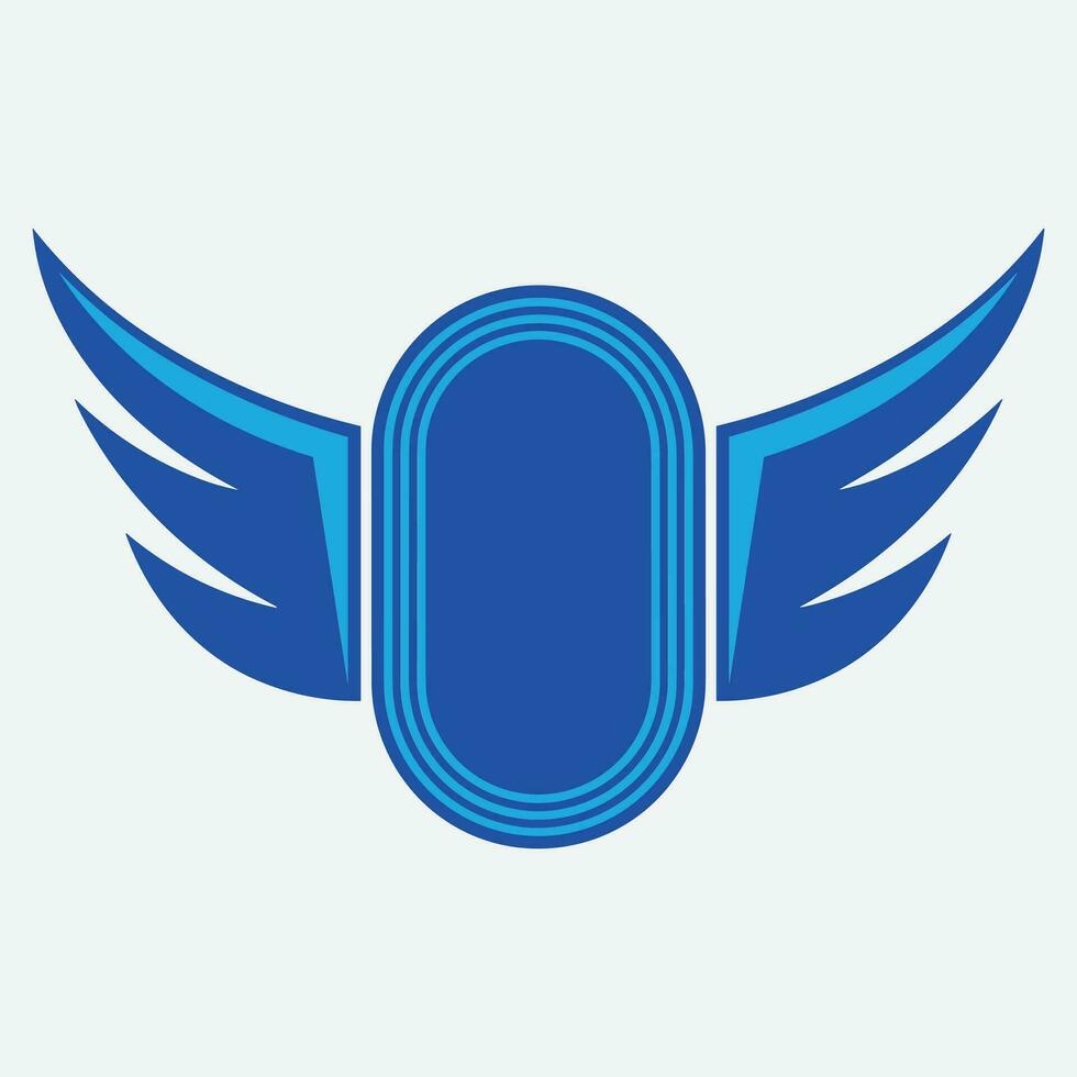 Winged frames. Flying bird shield emblem, eagle wings badge frame and retro aviation fast wing symbol vector
