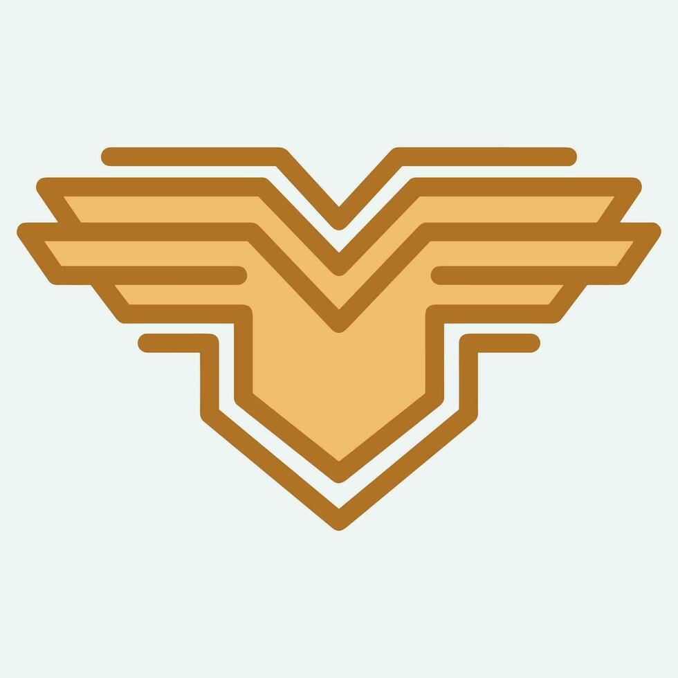 Winged frames. Flying bird shield emblem, eagle wings badge frame and retro aviation fast wing symbol vector