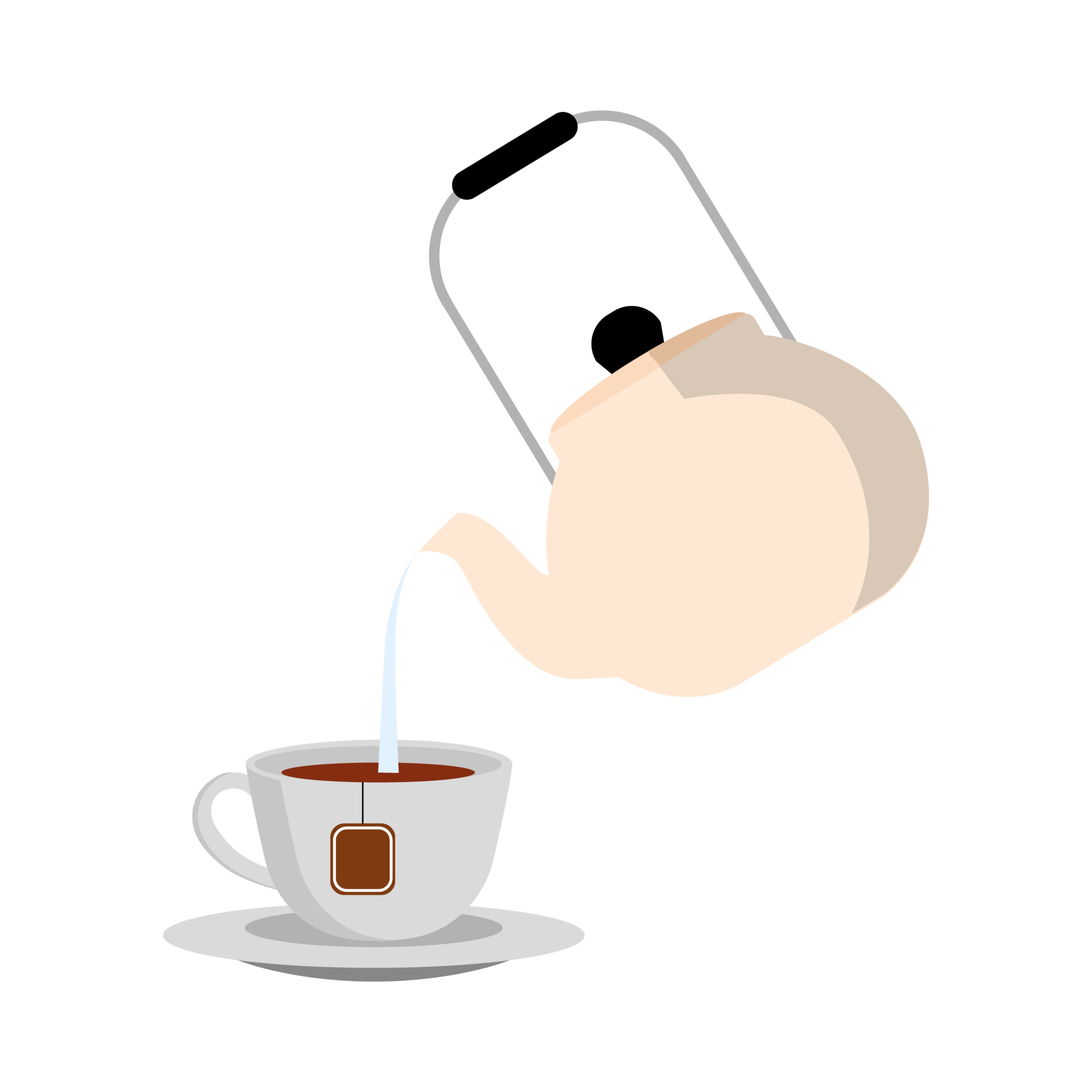 Kettle and Cup vector. Pour hot water into a Cup. 32491946 PNG