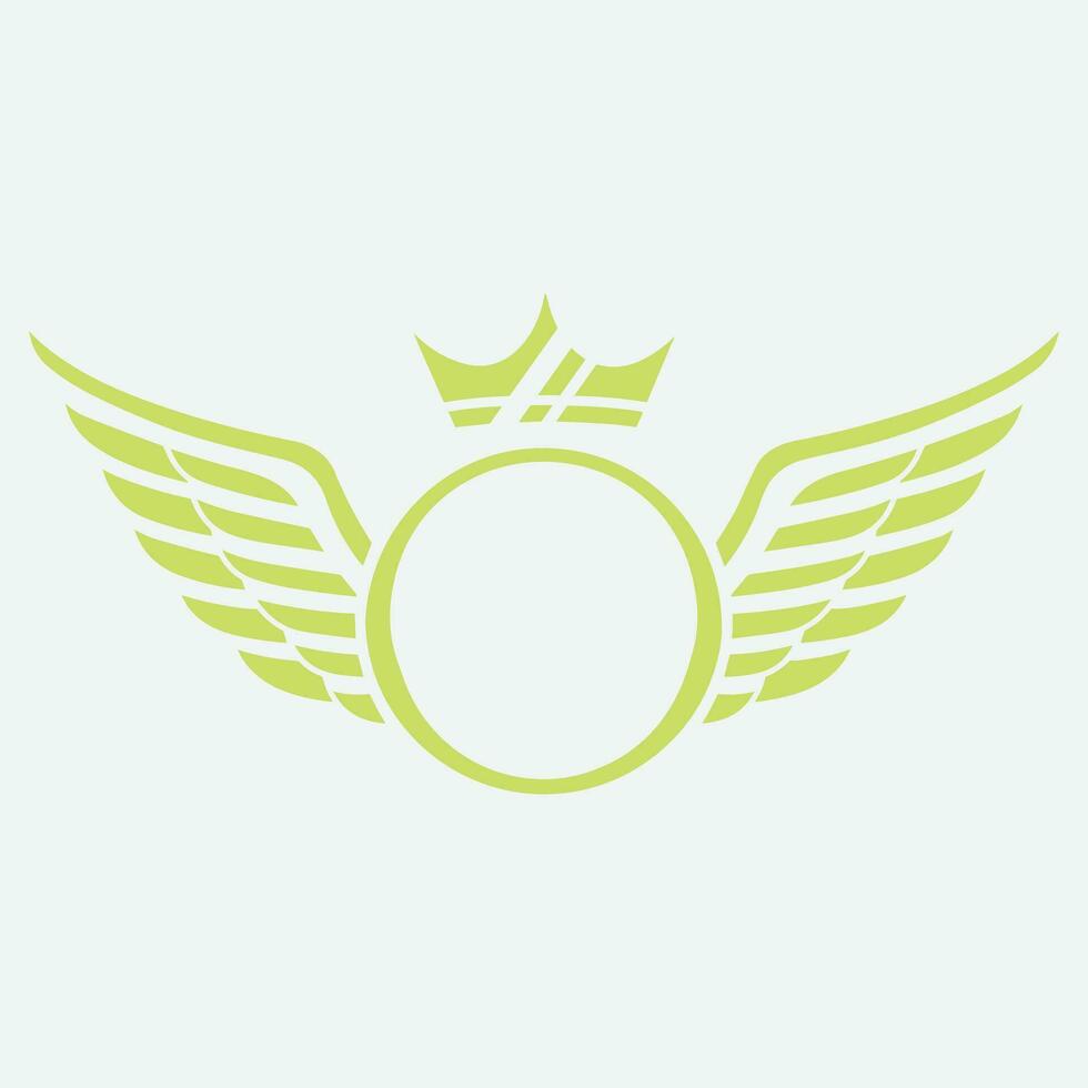 Winged frames. Flying bird shield emblem, eagle wings badge frame and retro aviation fast wing symbol vector