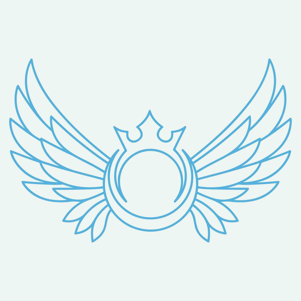 Winged frames. Flying bird shield emblem, eagle wings badge frame and retro aviation fast wing symbol vector