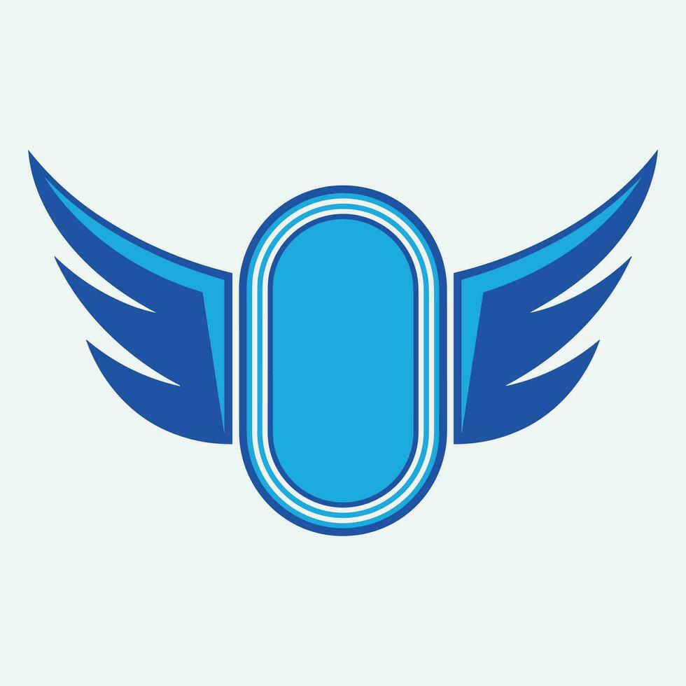 Winged frames. Flying bird shield emblem, eagle wings badge frame and retro aviation fast wing symbol vector