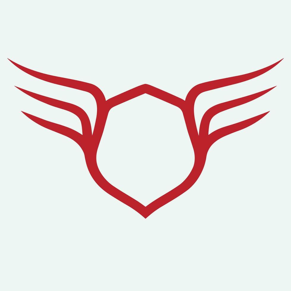 Winged frames. Flying bird shield emblem, eagle wings badge frame and retro aviation fast wing symbol vector