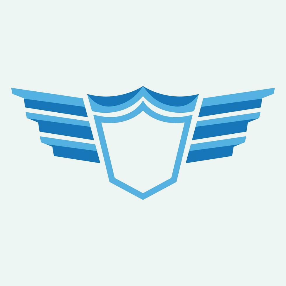 Winged frames. Flying bird shield emblem, eagle wings badge frame and retro aviation fast wing symbol vector