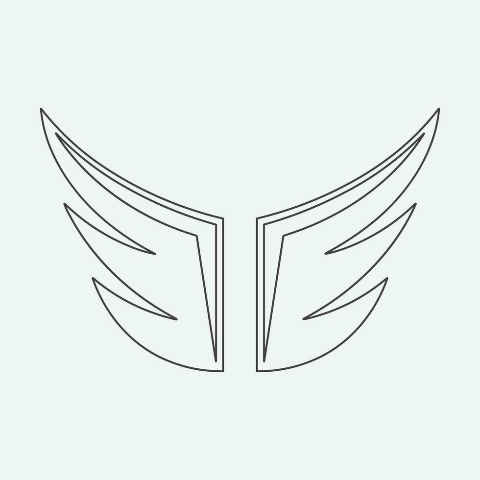 Wings icon in simple style outline vector