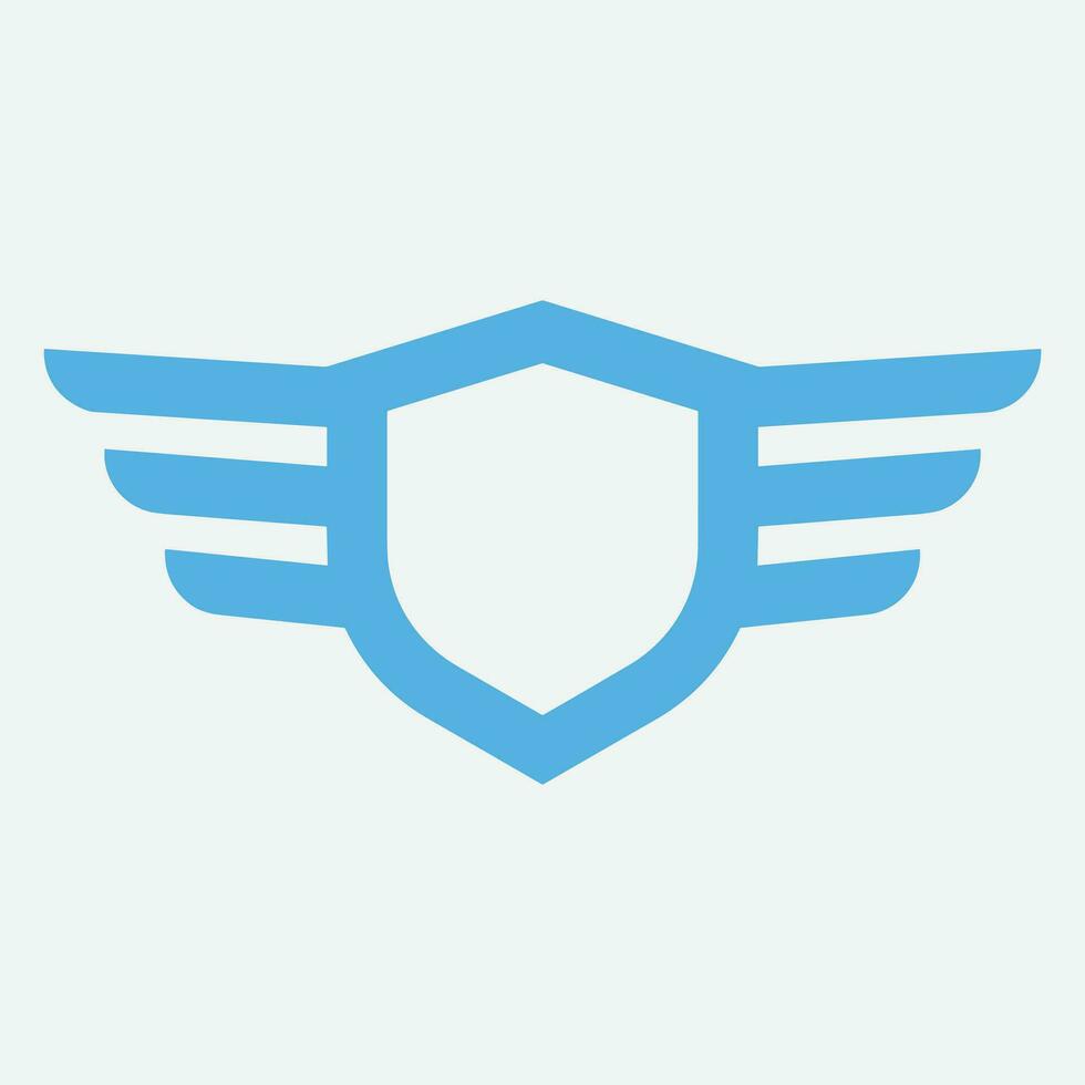 Winged frames. Flying bird shield emblem, eagle wings badge frame and retro aviation fast wing symbol vector