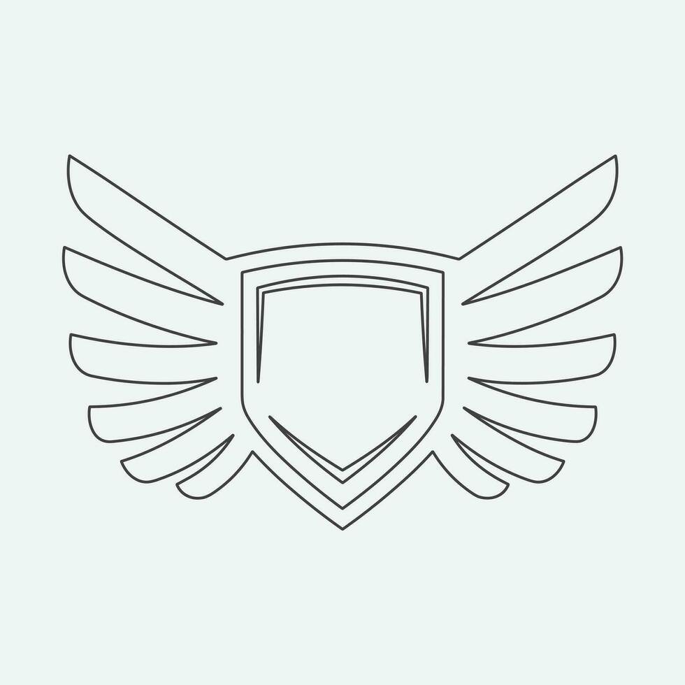 Wings icon in simple style outline vector
