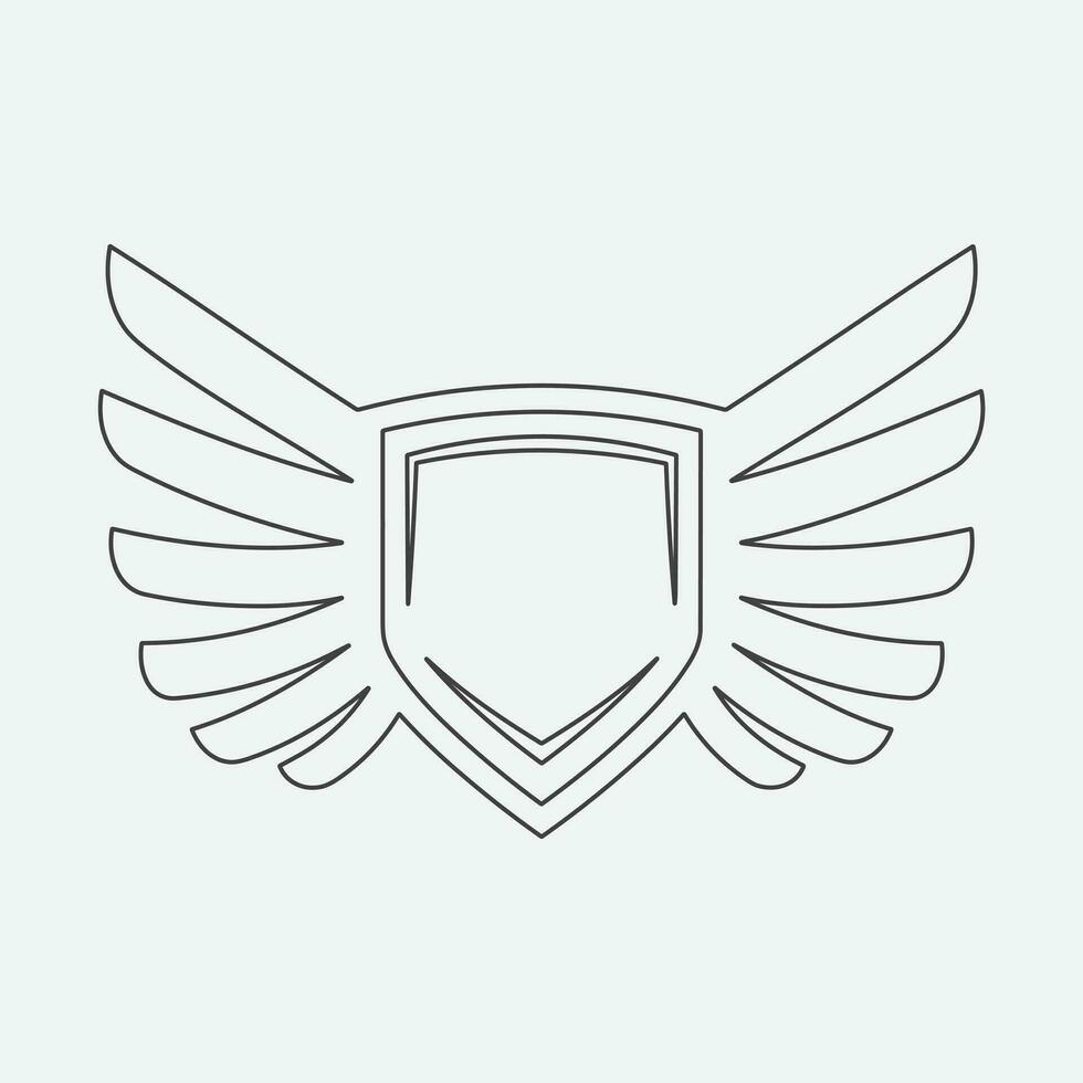 Wings icon in simple style outline vector