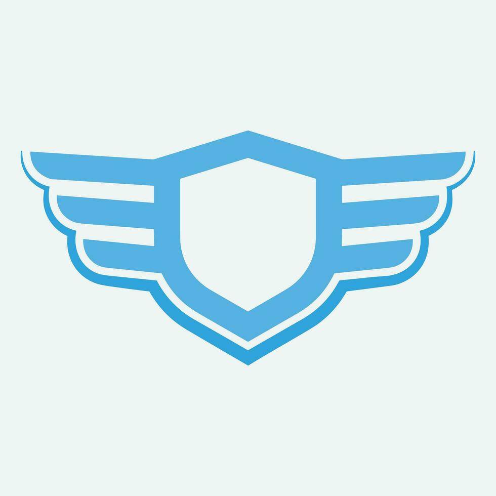 Winged frames. Flying bird shield emblem, eagle wings badge frame and retro aviation fast wing symbol vector