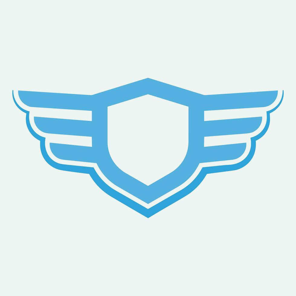 Winged frames. Flying bird shield emblem, eagle wings badge frame and retro aviation fast wing symbol vector