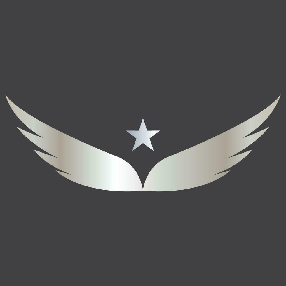 Winged frames. Flying bird shield emblem, eagle wings badge frame and retro aviation fast wing symbol vector