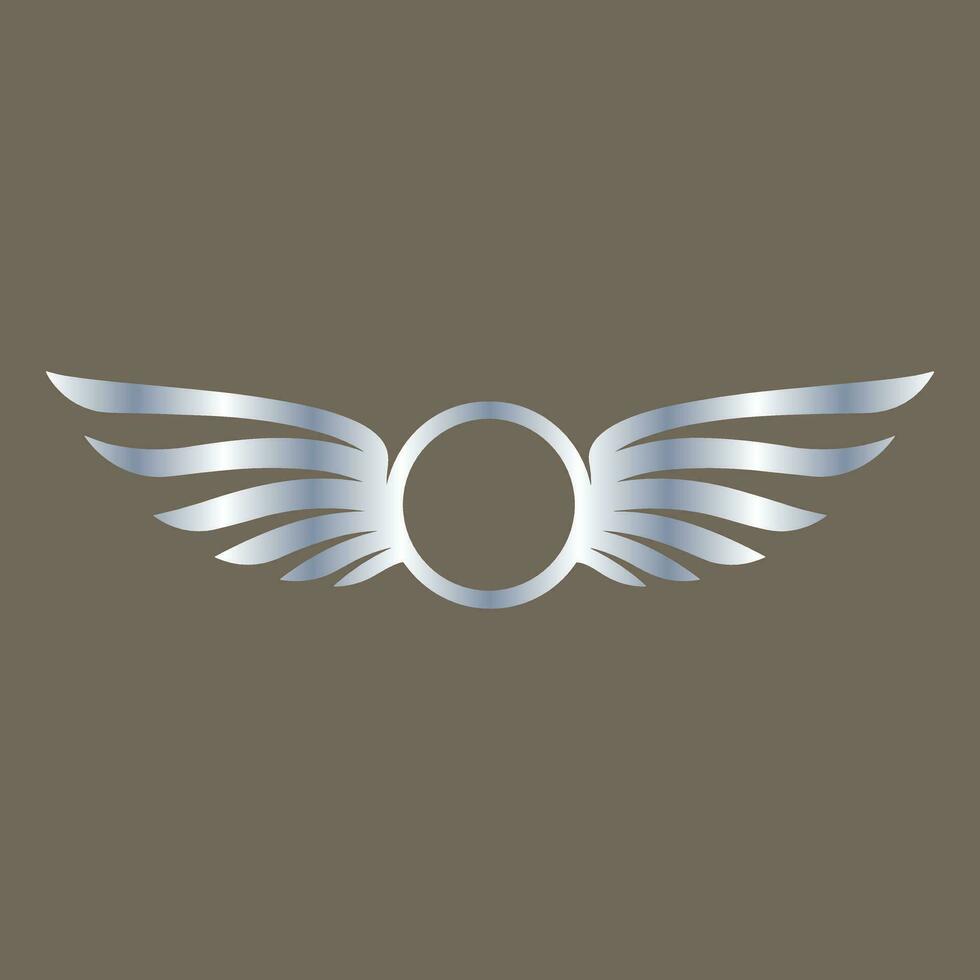 Winged frames. Flying bird shield emblem, eagle wings badge frame and retro aviation fast wing symbol vector