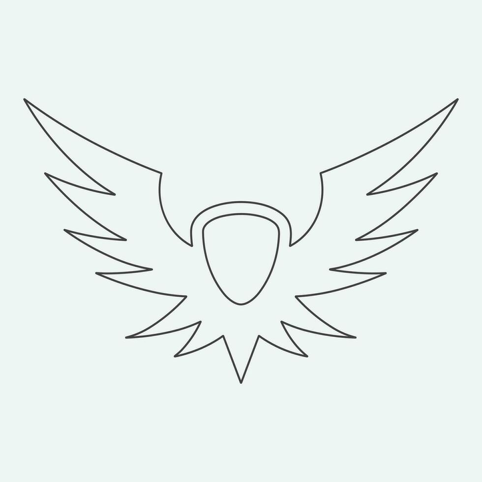 Wings icon in simple style outline vector