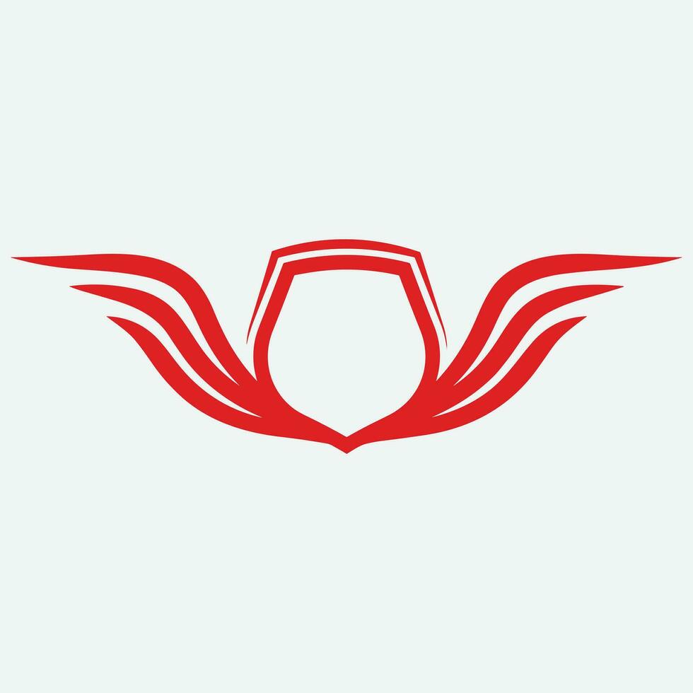 Winged frames. Flying bird shield emblem, eagle wings badge frame and retro aviation fast wing symbol vector