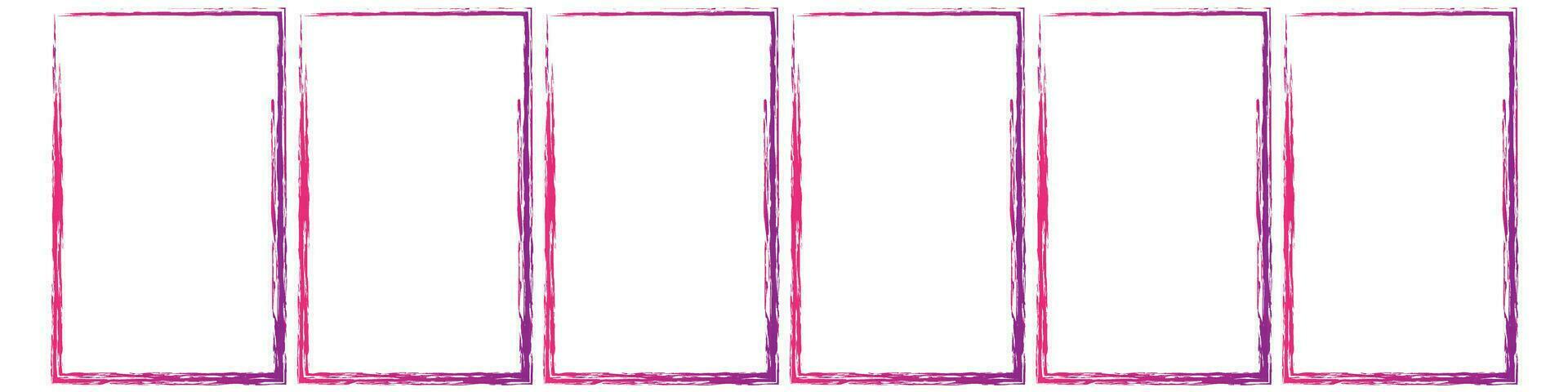 Grunge square and rectangle frames. Ink empty black boxes set. Rectangle borders collections. Rubber square stamp imprint. Vector illustration isolated on white background.