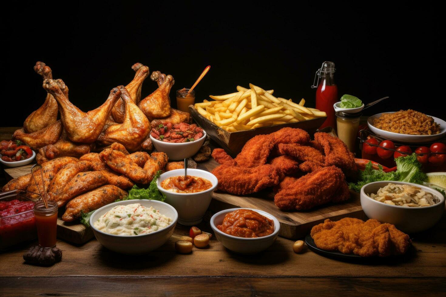 Chicken Wings And Fries Stock Photos, Images and Backgrounds for Free