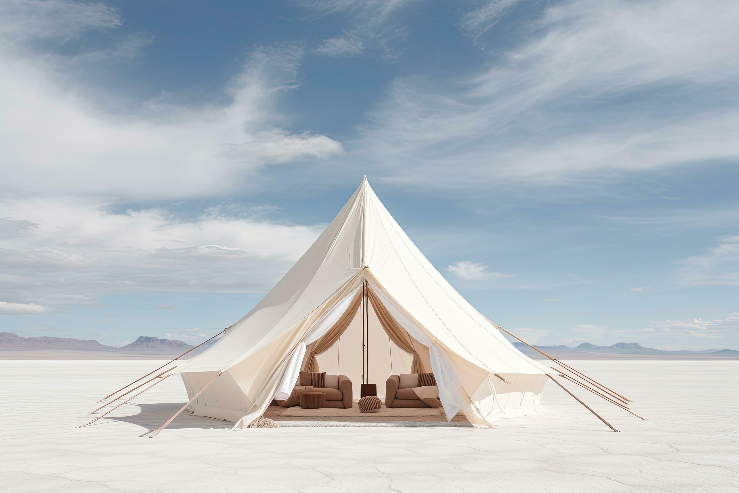 Tent in the desert. 3D rendering. Elements of this image furnished by