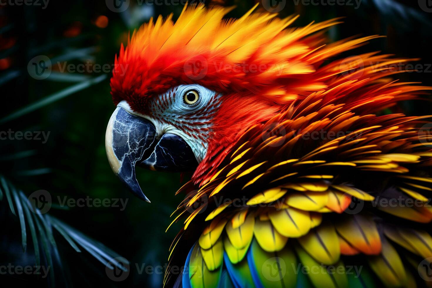 Macaw birds with vibrant colors in nature Generative AI photo