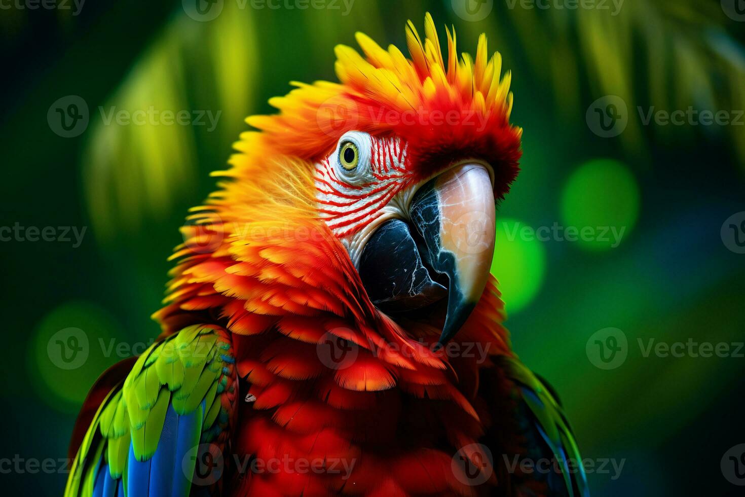 Macaw birds with vibrant colors in nature Generative AI photo