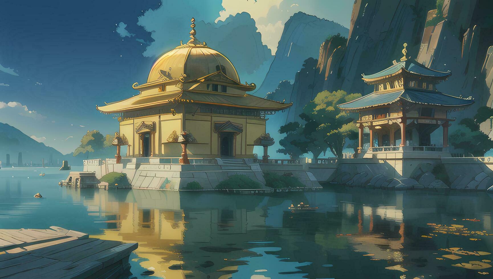 Ancient Temple Graphic Novel Anime Manga Wallpaper photo