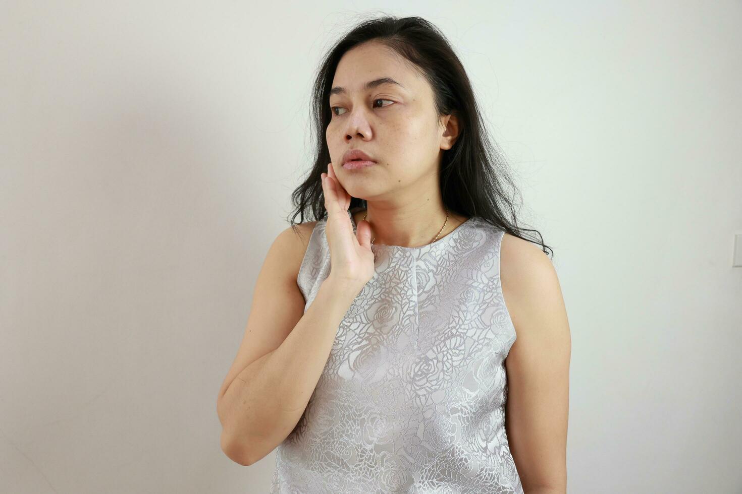 Portrait of a woman on white background, portrait of a person photo