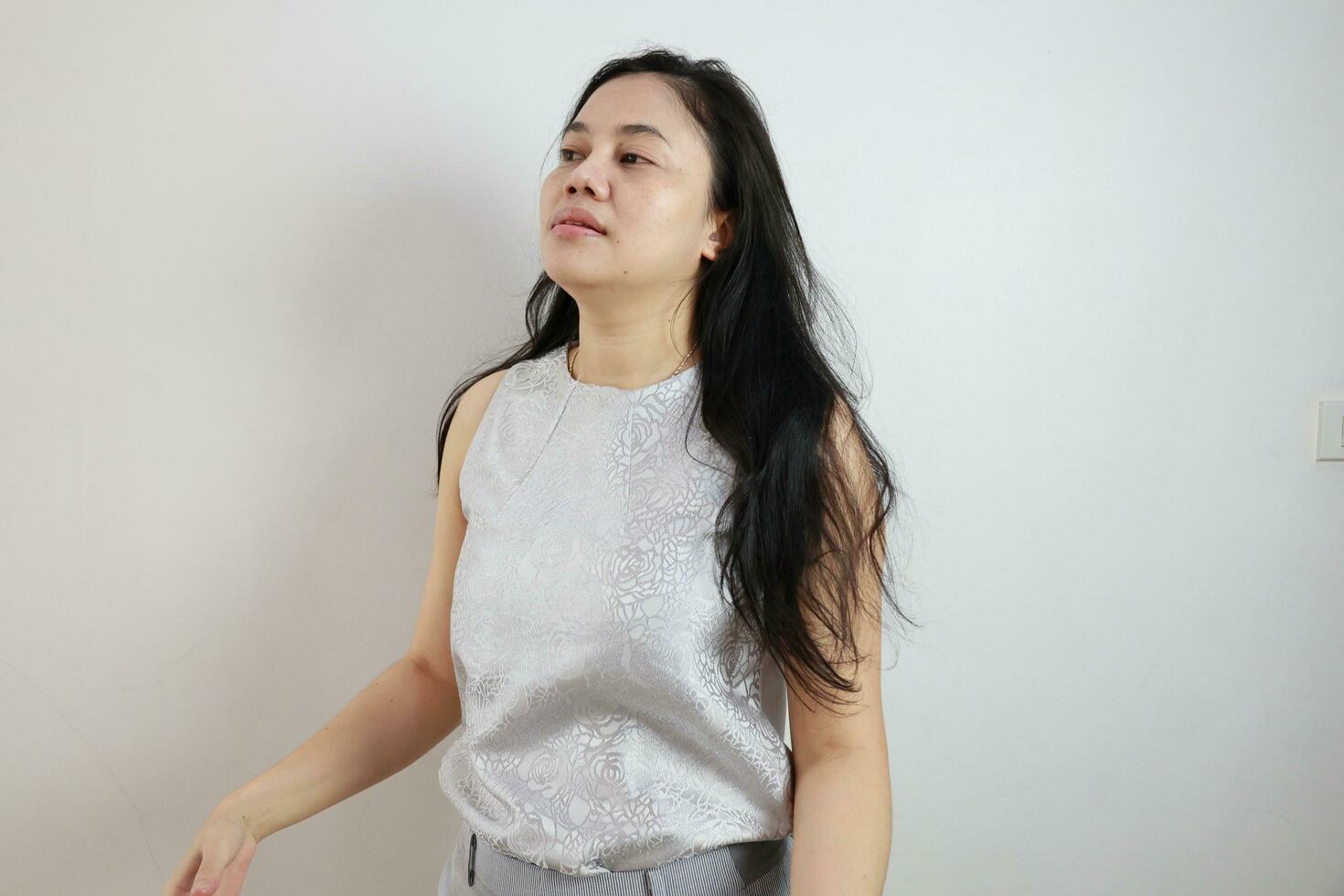 Portrait of a woman on white background, portrait of a person photo