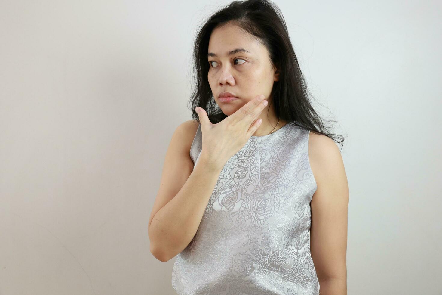 Portrait of a woman on white background, portrait of a person photo