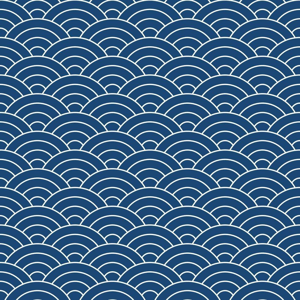 Navy blue Japanese wave pattern background. Japanese pattern vector. Waves background illustration. for clothing, wrapping paper, backdrop, background, gift card. vector
