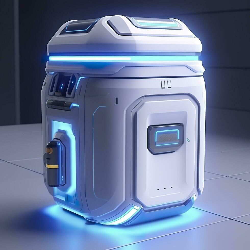 Removable Trash Can with Intelligent, Modular Design. A Futuristic Concept for Sustainable Waste Management. AI Generative photo