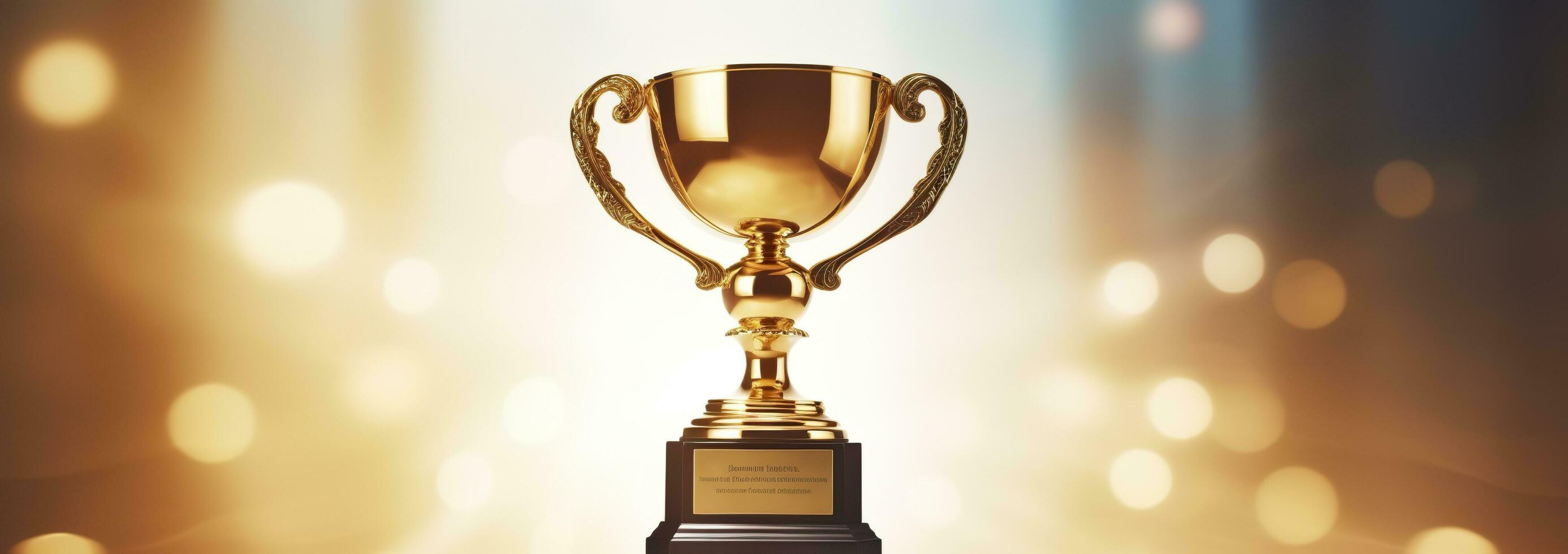 Champion golden trophy for winner background. Success and achievement concept. Generative AI photo