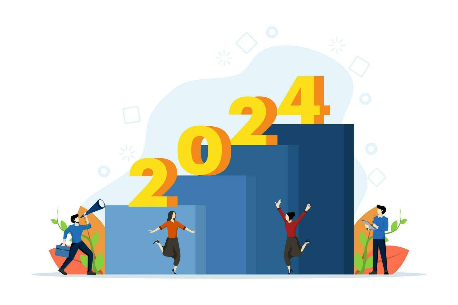 path to success in new year 2024, career growth, achievable goals, for Website Banners, Advertising and Marketing Materials, Online Advertisements, Business Presentations, etc. vector