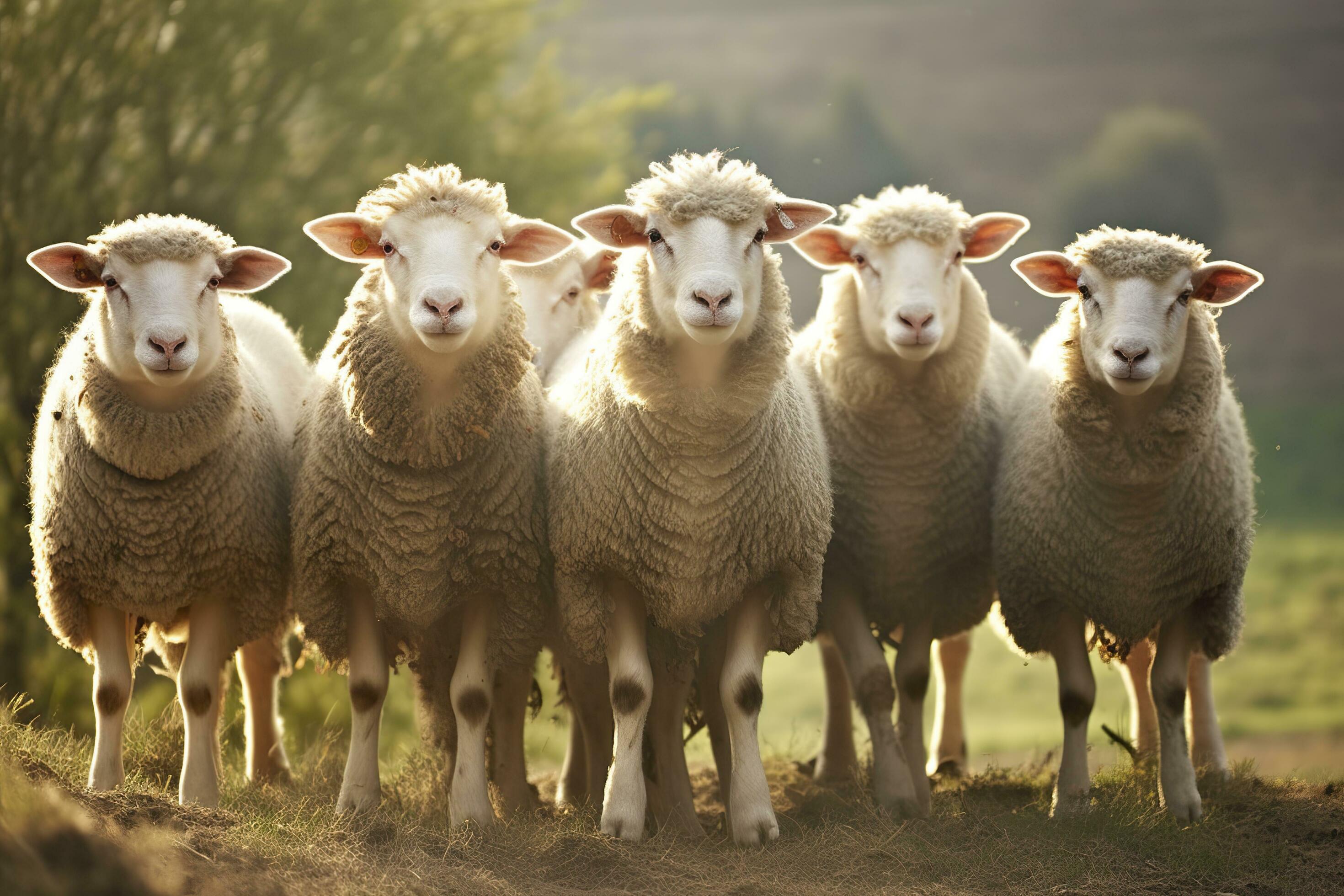 A group of sheep standing outdoors. Generative AI 32493500 Stock Photo at Vecteezy