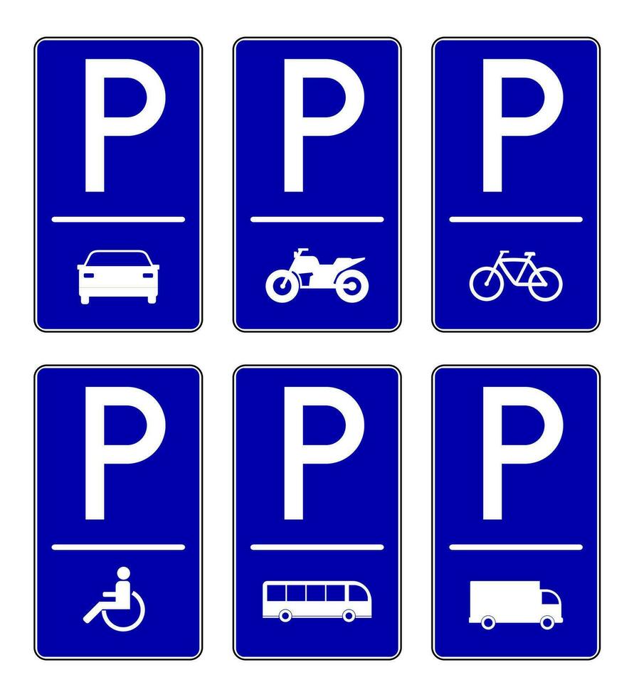 Parking signs on pack. Vector design.
