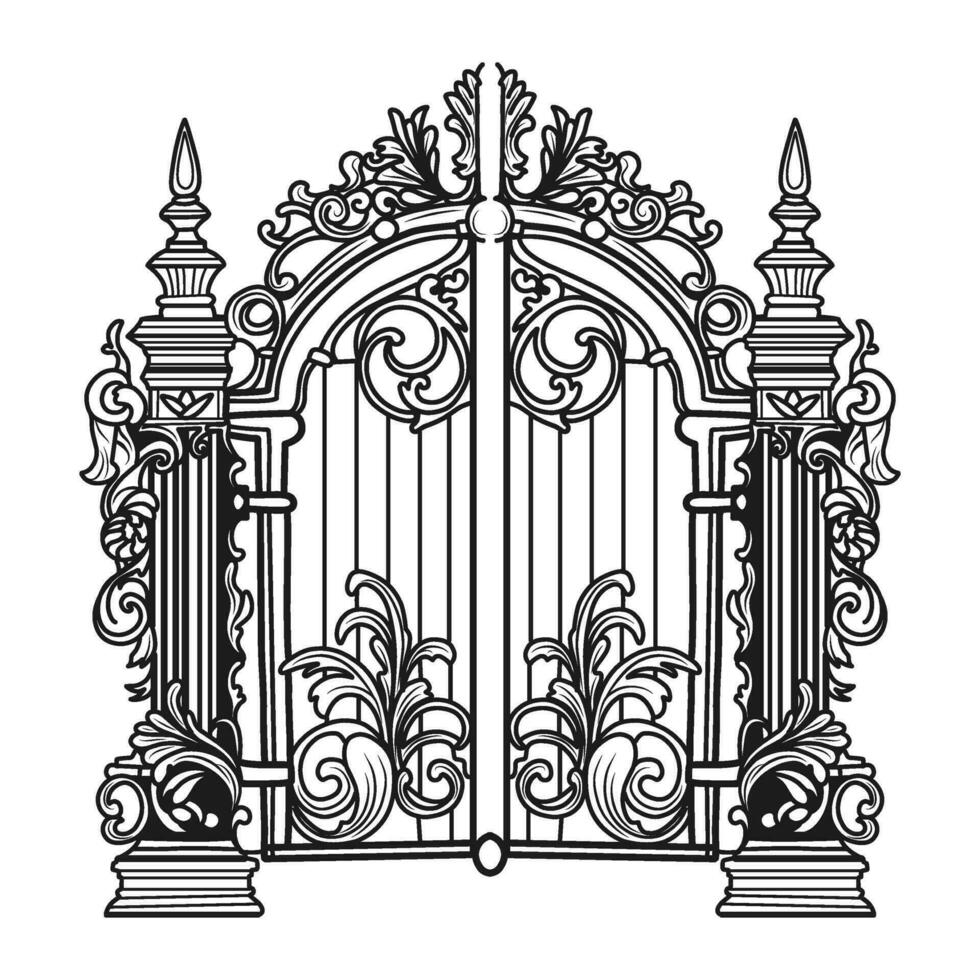 Design drawing of metal gates. vector