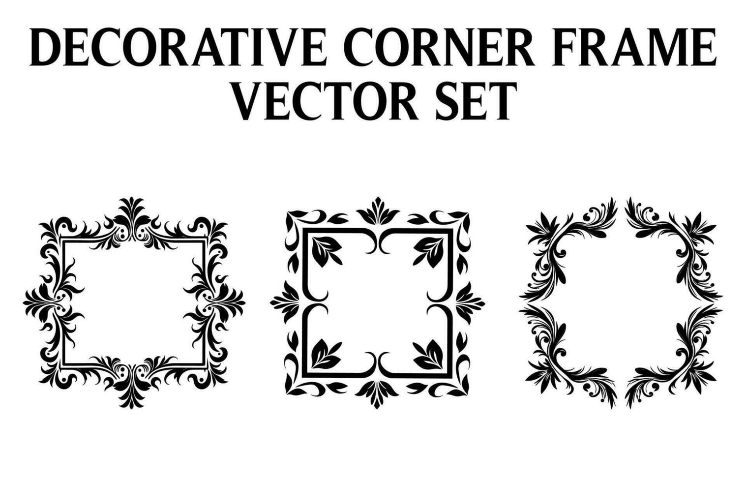 Vintage Ornamental corner border frame vector Bundle, Round vector ornamental Border Frame Set