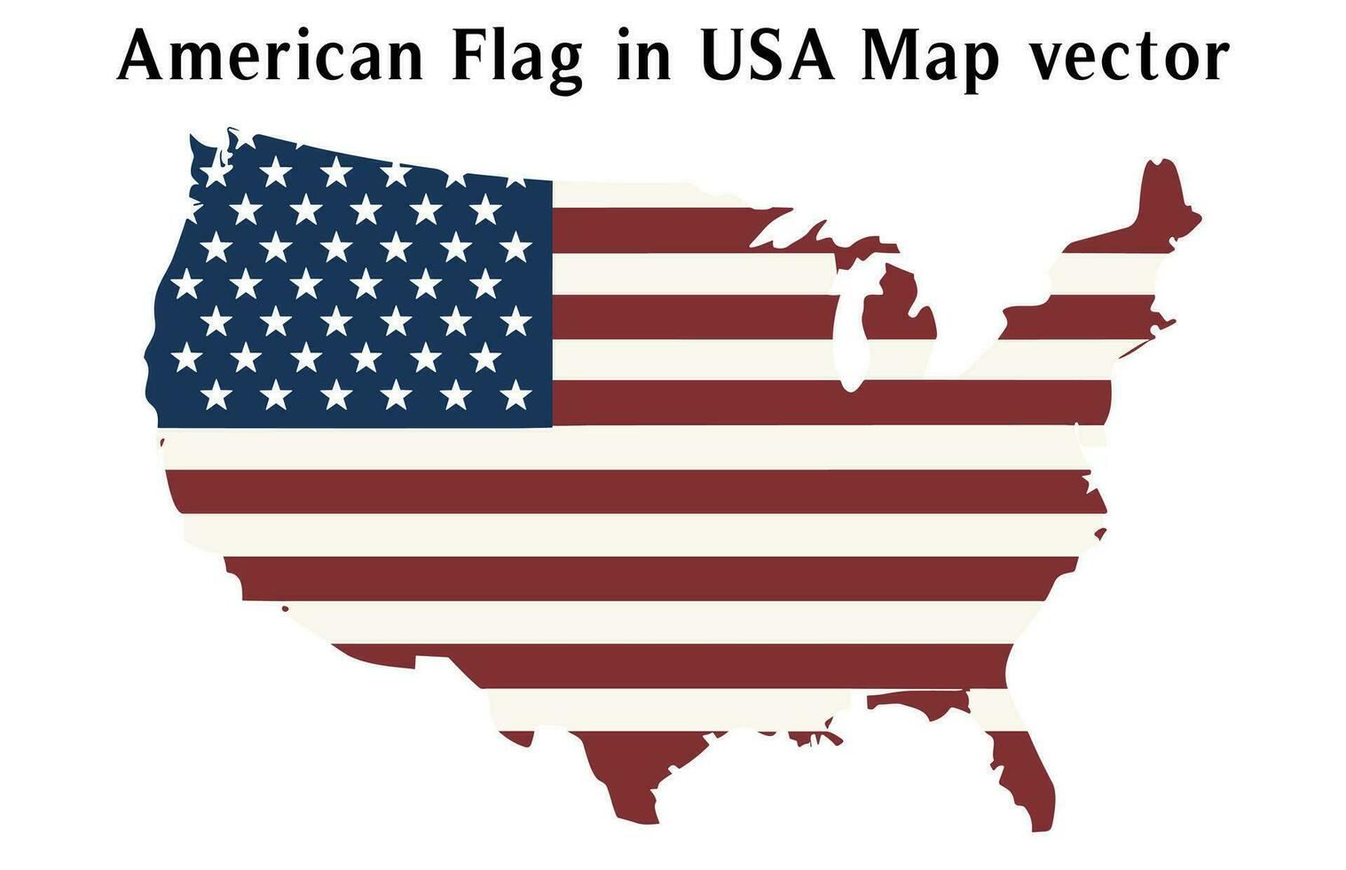 americano bandera en Estados Unidos mapa vector ilustración aislado en blanco fondo, afligido americano bandera en Estados Unidos mapa vector