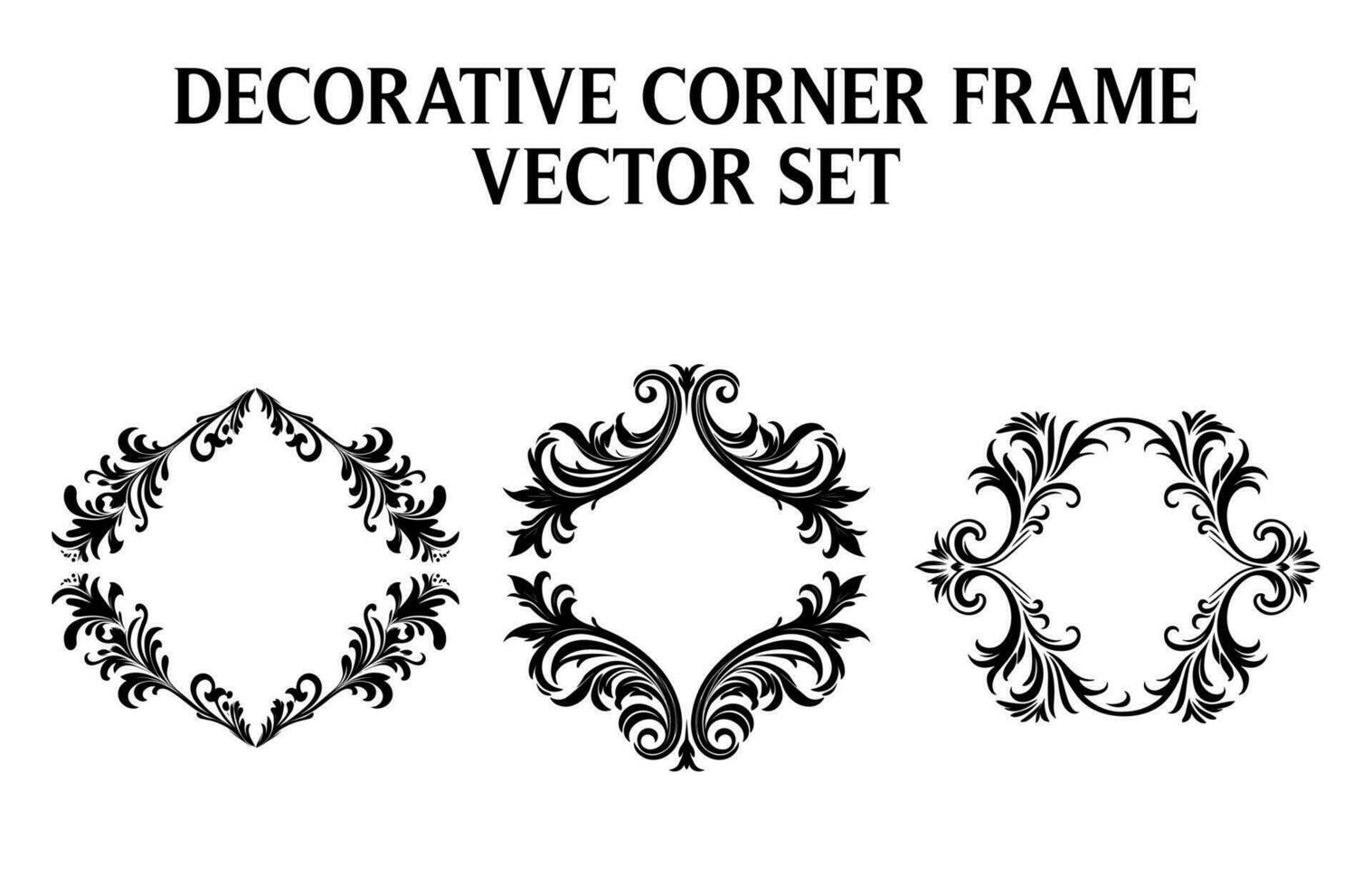Vintage Ornamental corner border frame vector Bundle, Round vector ornamental Border Frame Set
