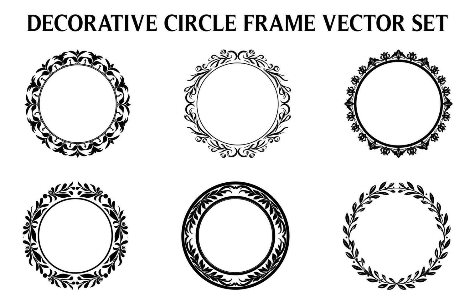 Clásico decorativo ornamental circulo marco vector colocar, redondo vector ornamental marco y filigrana floral adornos