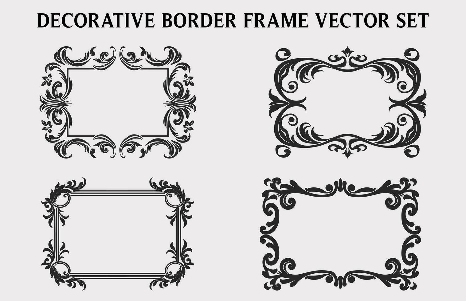 Clásico decorativo ornamental rectángulo marco vector colocar, retro vector ornamental fronteras y filigrana floral adornos
