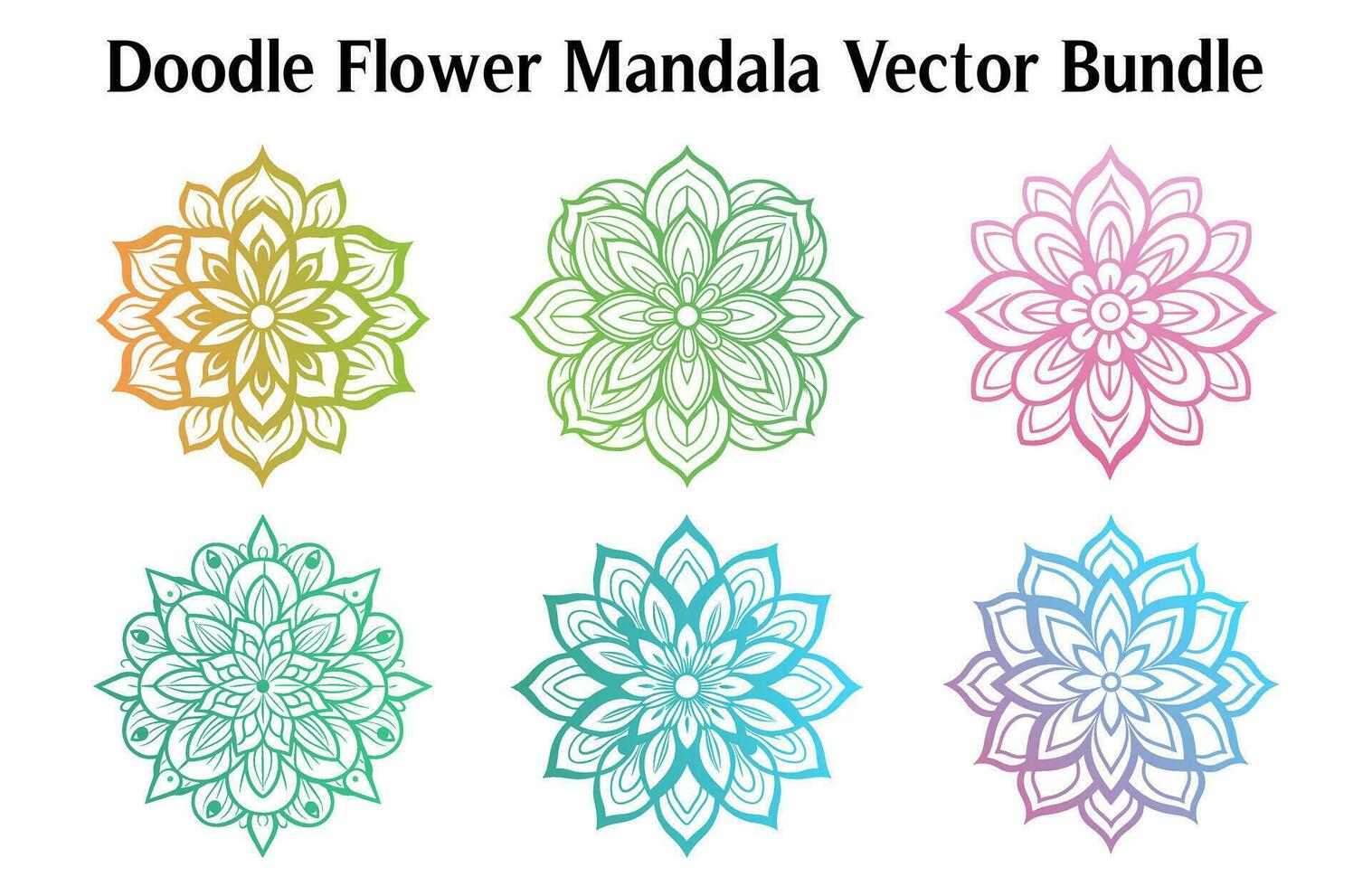 Colorful Mandala Vector Bundle, Set of Vector boho mandala illustration, Ornamental Floral Mandala Set