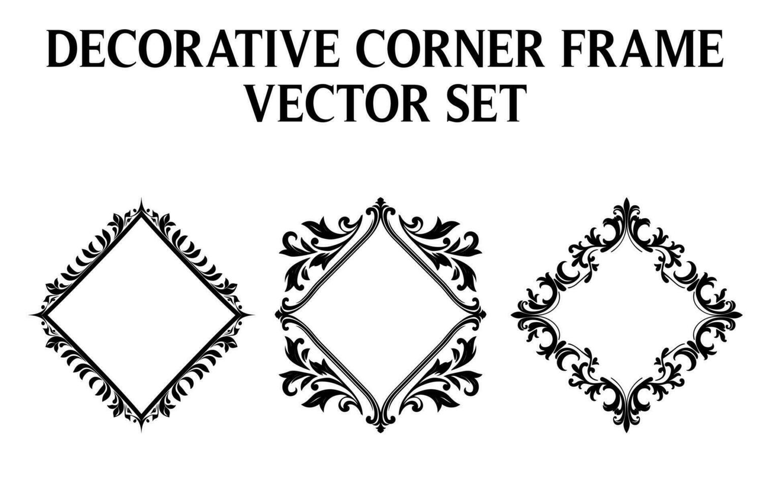 Free Vintage Ornamental corner border frame vector Bundle, Round vector ornamental Border Frame Set