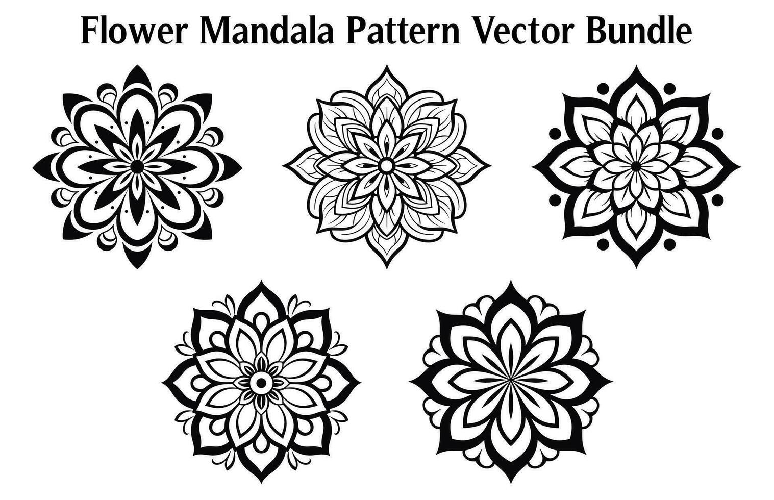 Black and white abstract circular pattern mandala, Mandala Line Drawing Design, Ornamental Mandala with floral patterns, Ornamental luxury mandala pattern, Set of Vector boho mandala illustration