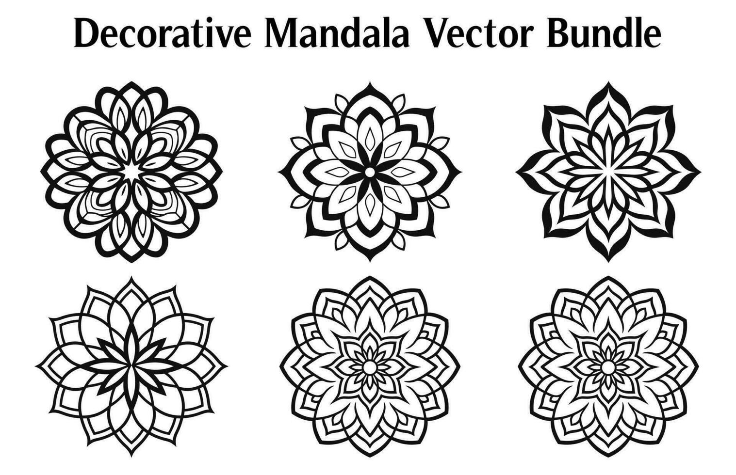 Black and white abstract circular pattern mandala, Mandala Line Drawing Design, Ornamental Mandala with floral patterns, Ornamental luxury mandala pattern, Set of Vector boho mandala illustration