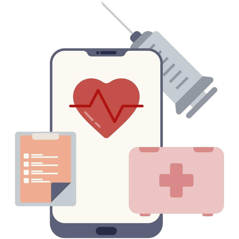 illustration of the appearance of a health application on a smartphone device vector