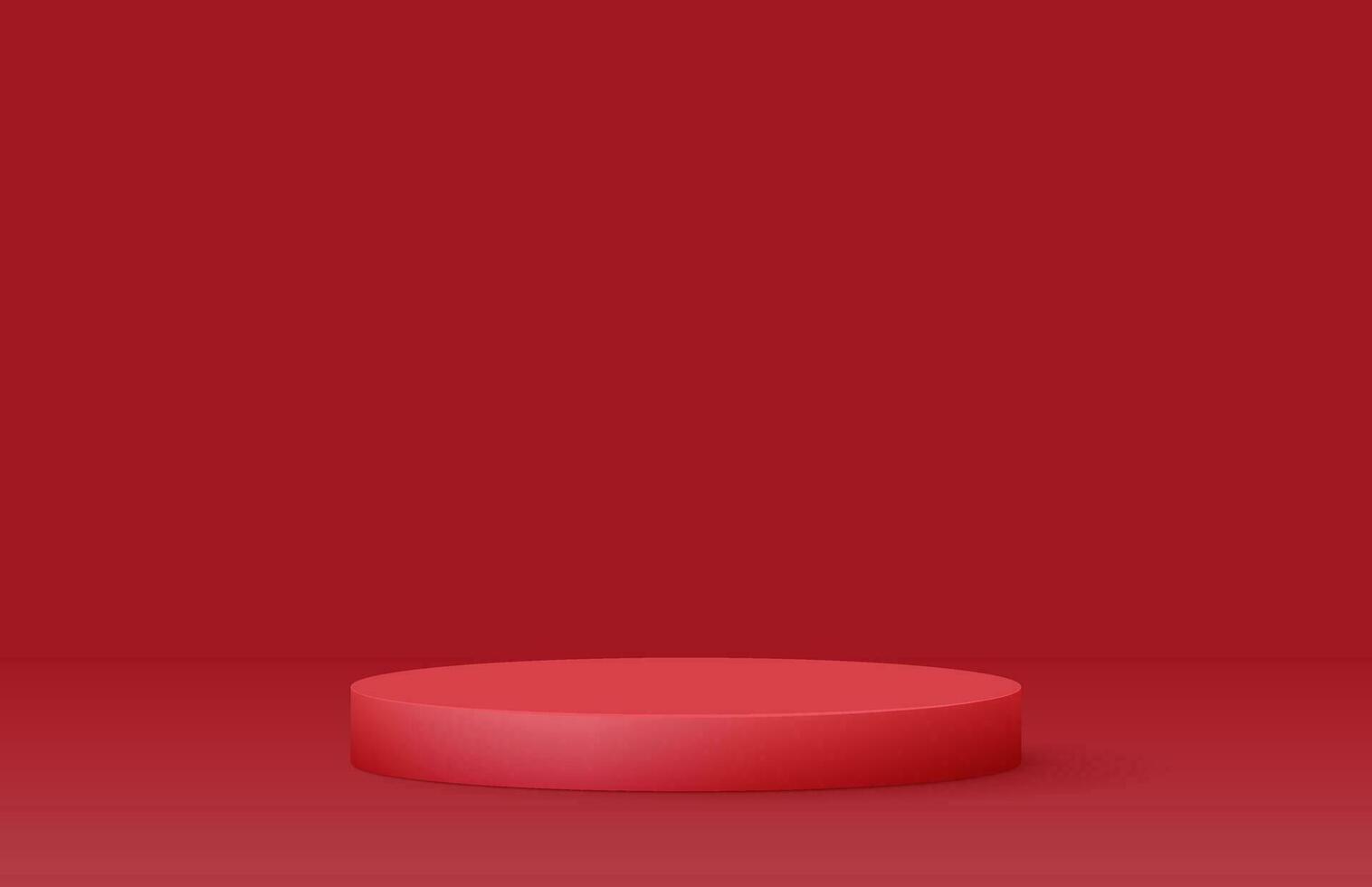 Red podium realistic 3d design, Colorful rendering, Vector illustration