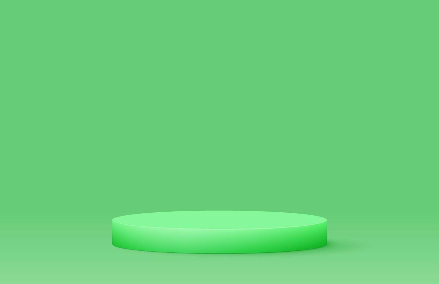 Green podium realistic 3d design, Colorful rendering, Vector illustration
