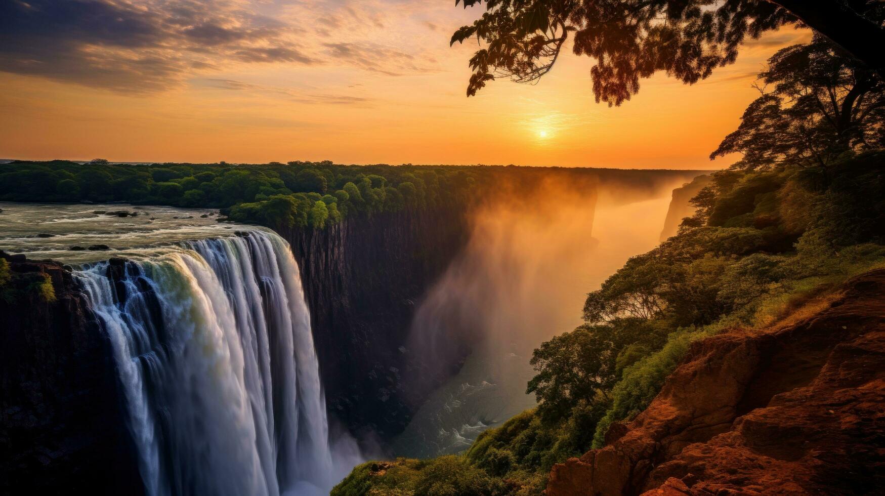 A breathtaking shot of the majestic waterfall photo