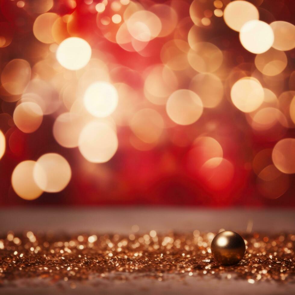 Celebrate the New Year with a Red and Gold Abstract Bokeh Background with copy space photo